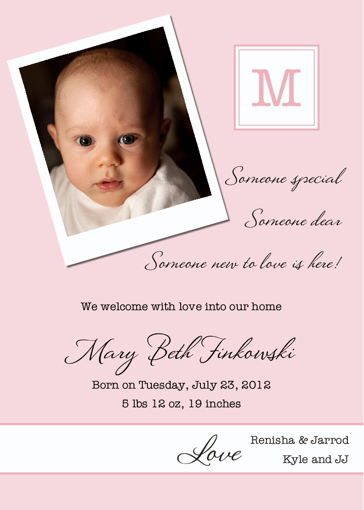 Custom Polaroid Photo Birth Announcement for Boys and Girls - Documents and  Designs