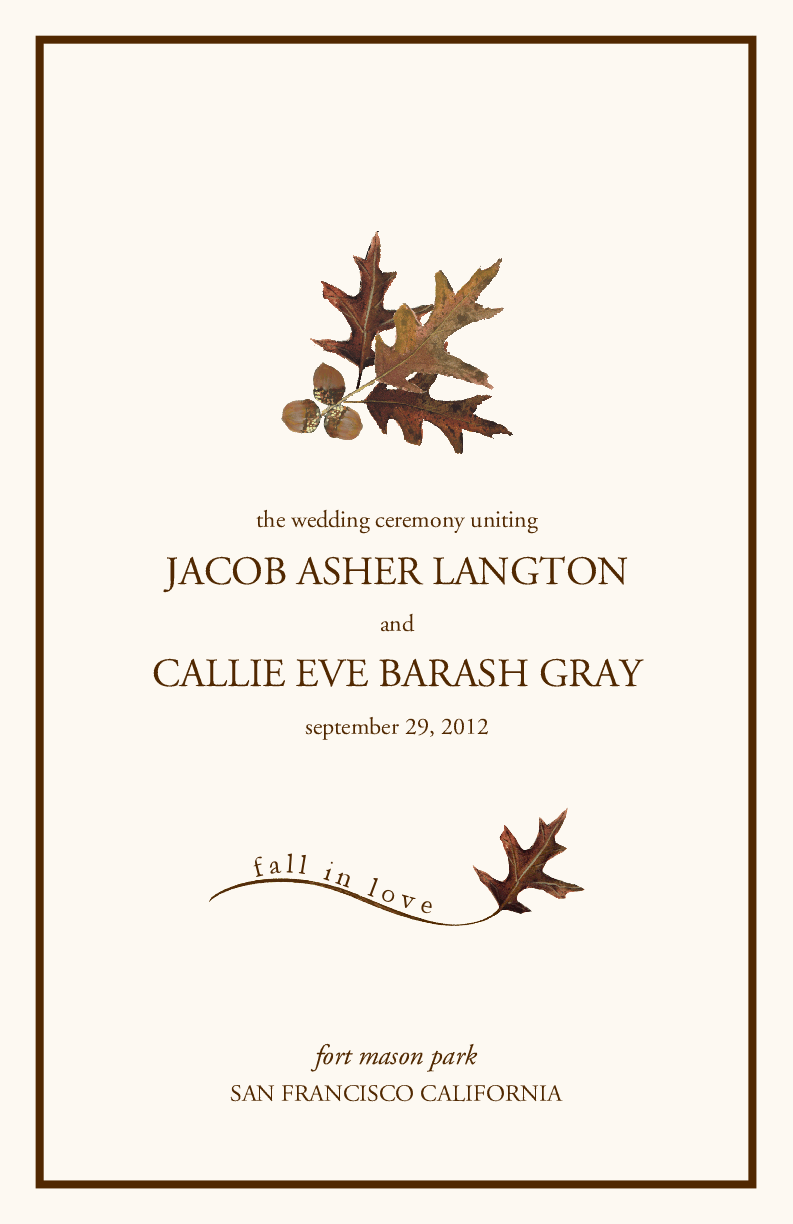 Fall Wedding Programs Wedding Ceremony Programs Wedding Church Program Documents And Designs