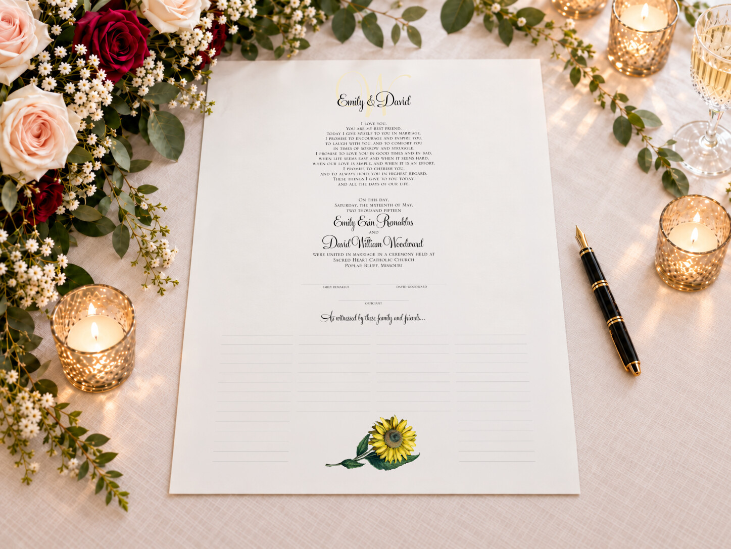 Personalized wedding certificate